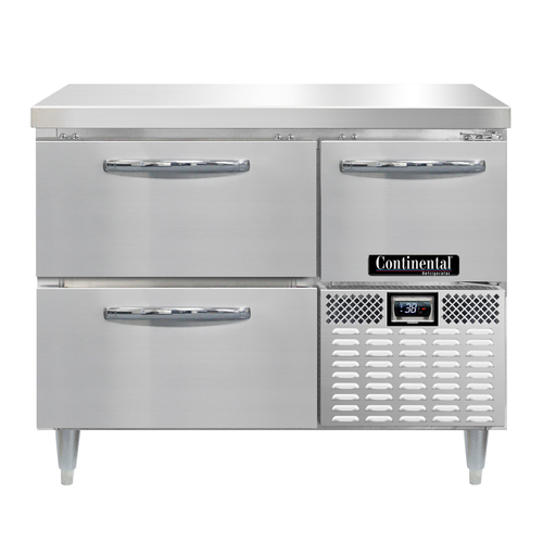 Continental Refrigerator DRA43NSS-F Designer Line Work Top Fish File 43W Stainless Steel 2 Drawers Half Height Door