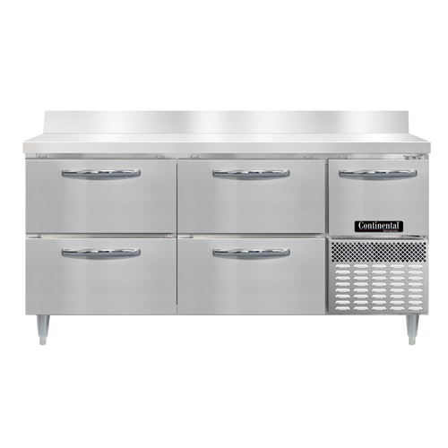 Continental Refrigerator DRA68NSSBS-D Designer Line Refrigerated Base Worktop Unit 68W Stainless Steel 4 Drawers