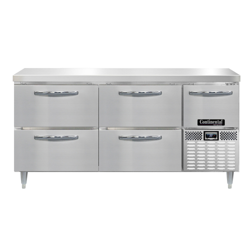 Continental Refrigerator DRA68NSS-F Designer Line Work Top Fish File 68W Stainless Steel 4 Drawers Half Height Door