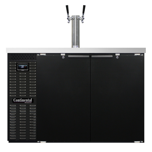 Continental Refrigerator KC50N Keg Cooler 50W 16 cu ft Front Breathing Stainless Steel Top 2 Faucets 2 Doors