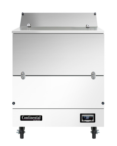 Continental Refrigerator MC3ND Milk Cooler 34 inch Dual Access Forced Air Cooling Stainless Steel Top NSF Certified
