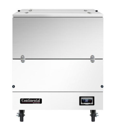Continental Refrigerator MC3NDCW Milk Cooler 34 inch Dual Access Cold Wall Cooling Stainless Steel Top and Doors