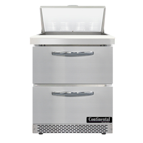 Continental Refrigerator SW27N8-FB-D Sandwich Unit Front Breather 27W 74 cu ft 1 Section with 8 Pans and 2 Drawers