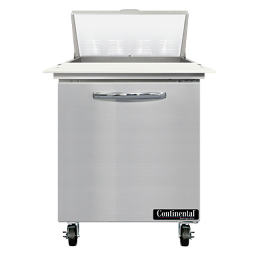 Continental Refrigerator SW27N8C Sandwich Unit 27W 74 cu ft capacity one-section with 8 1/6 size pans and cutting board