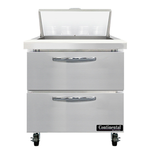 Continental Refrigerator SW32N8-D Sandwich Unit 32W 9 cu ft capacity with drawers and stainless steel top