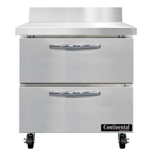 Continental Refrigerator SW32NBS-D Work Top Refrigerator 32W 9 cu ft Stainless Steel Top with Drawers