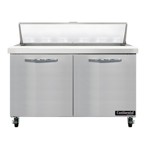 Continental Refrigerator SW48N12 Sandwich Unit 48W 134 cu ft capacity two-section with 12 pans and stainless steel top
