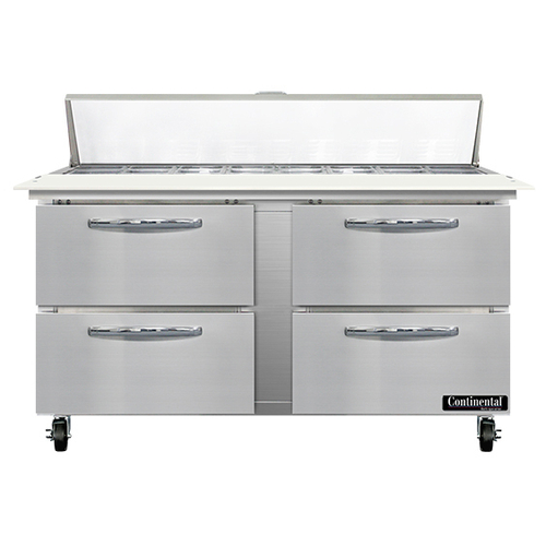 Continental Refrigerator SW60N16C-D Sandwich Unit 60 inch 17 cu ft Capacity with 4 Drawers and Stainless Steel Top