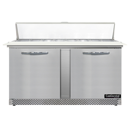 Continental Refrigerator SW60N16C-FB Sandwich Unit Front Breather 60 inch 17 cu ft Two Section with Pans and Cutting Board