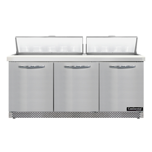 Continental Refrigerator SW72N18-FB Sandwich Unit Front Breather 72 inch 20.6 cu ft Capacity Stainless Steel