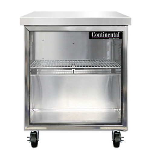 Continental Refrigerator SWF27NGD Work Top Display Freezer 27W 74 cu ft capacity one section stainless steel flat top