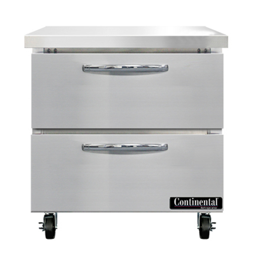 Continental Refrigerator SWF32N-D Work Top Freezer 32W 9 cu ft Capacity Stainless Steel Flat Top with Drawers