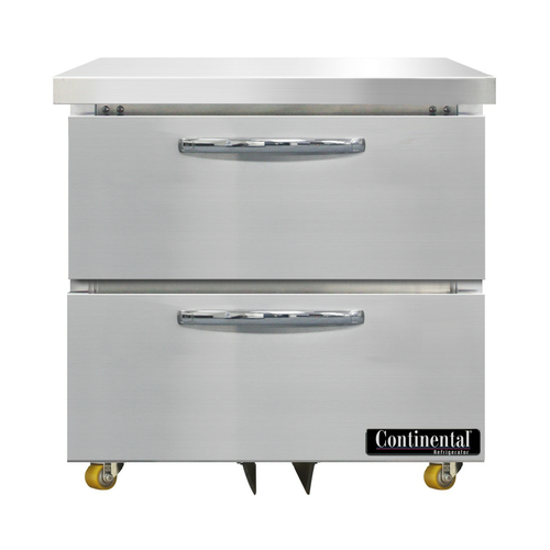 Continental Refrigerator DF32N-U-D Designer Line Undercounter Freezer 32W Stainless Steel 2 Drawers