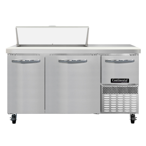 Continental Refrigerator RA60SN10 Refrigerated Base Sandwich Unit 60 inch Stainless Steel with 10 Pans and Doors