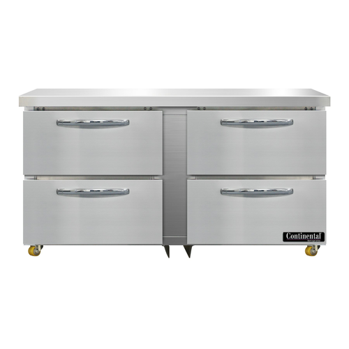 Continental Refrigerator DF60N-U-D Designer Line Undercounter Freezer 60W Two Section 4 Drawers Stainless Steel