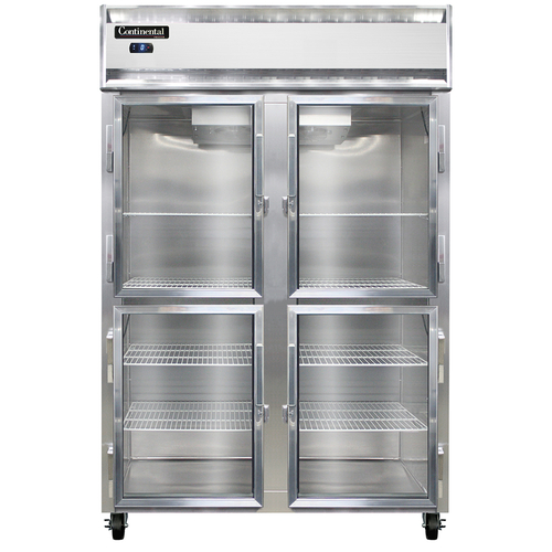Continental Refrigerator 2FSNSSGDHD Freezer Display Two Section Self Contained Refrigeration Stainless Steel Exterior Interior