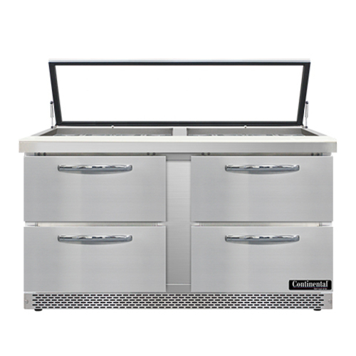 Continental Refrigerator SW60N24M-HGL-FB-D Mighty Top Sandwich Unit Hinged Glass Lid 60 inch 17 cu ft Capacity