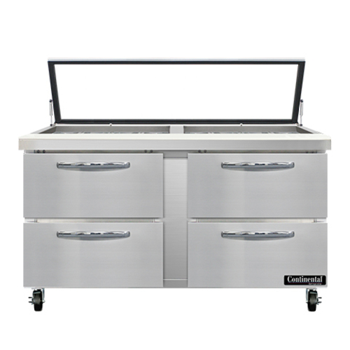 Continental Refrigerator SW60N24M-HGL-D Mighty Top Sandwich Unit 60 inch with Hinged Glass Lid 17 cu ft Capacity