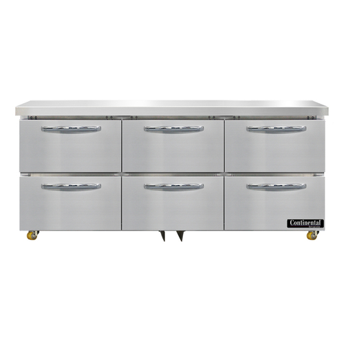 Continental Refrigerator SW72N-U-D Undercounter Refrigerator 72W 20.6 cu ft capacity three-section with drawers
