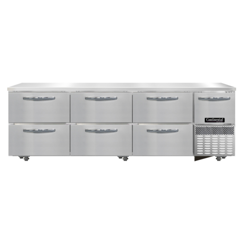 Continental Refrigerator RA93SN-U-D Undercounter Refrigerated Base 93 inch Stainless Steel 6 Drawers Heavy Duty
