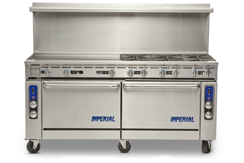 Imperial Range IR-10 Pro Series Restaurant Range Gas 60W 10 Open Burners 2 Standard Ovens Stainless Steel