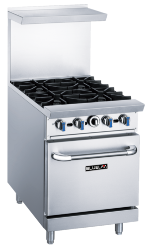 Blue Air Commercial Refrigeration BLR24-4B 4 Open Burner Gas Range with Heavy-Duty Construction and High Efficiency