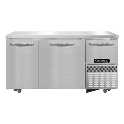 Continental Refrigerator FA60SN-U Undercounter Shallow Depth Freezer Base 60W Stainless Steel Top Aluminum Interior