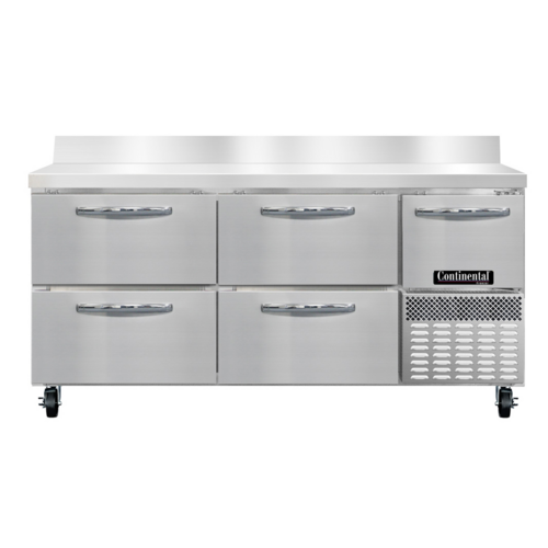 Continental Refrigerator FA68SNBS-D Freezer Base Shallow Depth Worktop Unit 68 inch Stainless Steel 4 Drawers