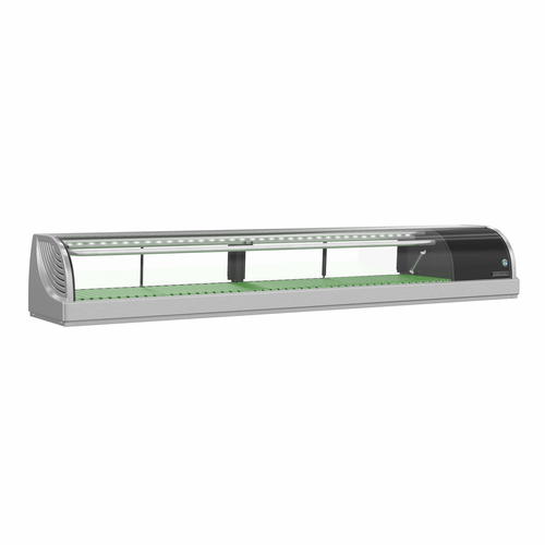 Hoshizaki HNC-180BA-L-SLH Refrigerated Display Sushi Case Countertop 70-9/10W x 13-3/5D x 11H Front Curved Glass