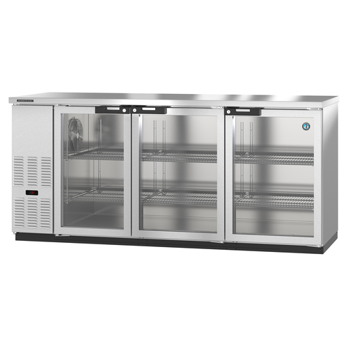 Hoshizaki BB80-G-S Refrigerated Back Bar Cooler 80 inch Three Section Glass Door Stainless Steel 26.74 cu ft Capacity