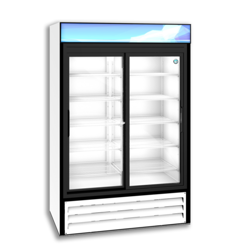 Hoshizaki RM-45-SD-HC-WHT Refrigerated Merchandiser Two Section 38 Cu Ft Bottom Mount Self Contained Refrigeration