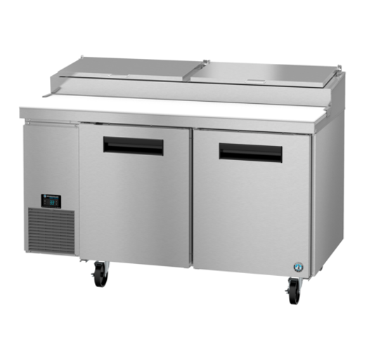 Hoshizaki PR60B Steelheart Series Pizza Prep Table Two Section 1663 cu ft 8 Pan Capacity Solid Doors Stainless Steel