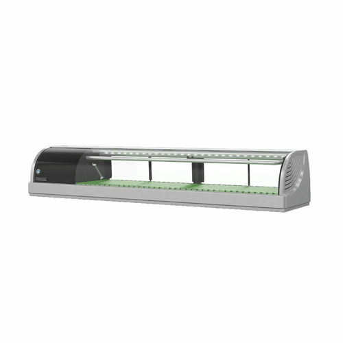 Hoshizaki HNC-150BA-L-SLH Refrigerated Display Sushi Case Countertop 59W x 13D x 11H Front Curved Glass Sliding Doors