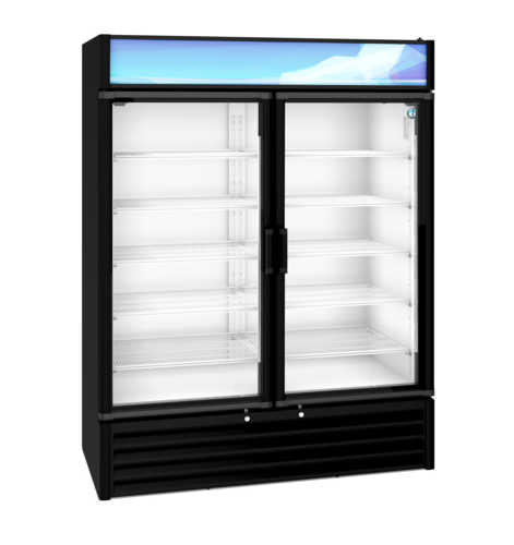 Hoshizaki RM-49-HC-BLK Refrigerated Merchandiser Reach-In Two-Section 42.61 cu ft Bottom Mount Self-Contained System