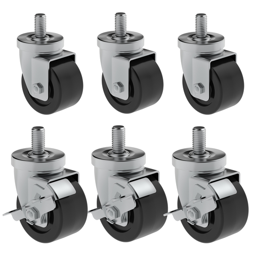 Hoshizaki HS-3547 Casters 4 inch set of 6 for 3 section uprights with 3 brakes