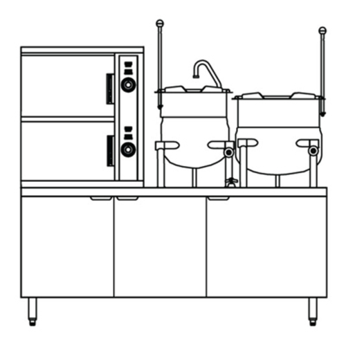 Crown Steam SCX-10-6-6 Convection Steamer Kettle 2 Compartment 2 6 Gallon Kettles 60 Inch Cabinet Base