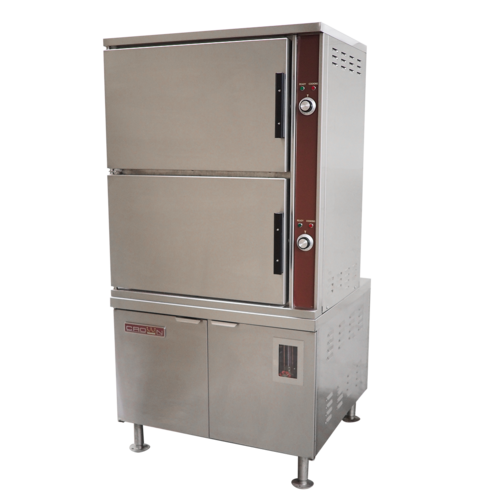 Crown Steam GCX-24 Convection Steamer Gas 2 Compartment 12 Pan Capacity 36 Cabinet Base Electronic Ignition NSF Certified