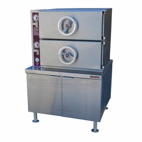 Crown Steam SCDA-2 Do-All Dual-Pressure Steamer with Steam Coil 2 Compartments 36 Inch Cabinet Base Manual Controls