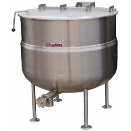 Crown Steam DL-150 Stationary Kettle Direct Steam 150 Gallon Capacity 2/3 Jacket 2 Inch Draw-Off NSF Certified