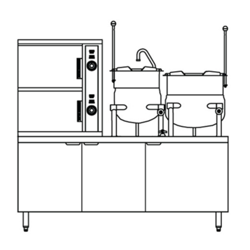 Crown Steam ECX-10-6-6 Convection Steamer Kettle Electric 2 Compartment 6 Gallon Kettles with 60 Minute Timer and Sink