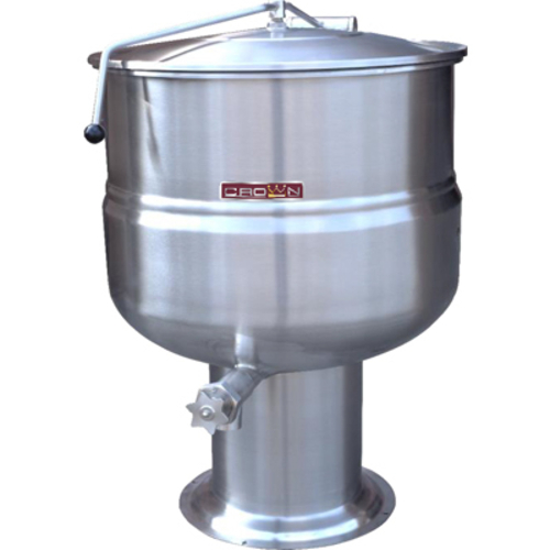 Crown Steam DP-60 Stationary Kettle Direct Steam 60 Gallon Capacity 2/3 Jacket 2 Inch Draw-Off NSF Certified