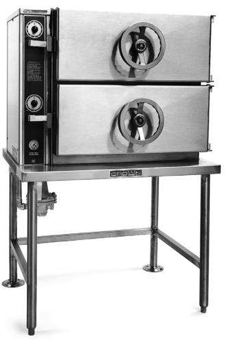 Crown Steam DCP-2 Steamer Direct Steam Pressure-Type 2 Compartments 36W Pedestal Mount Automatic Timer Manual Controls 304 Stainless Steel