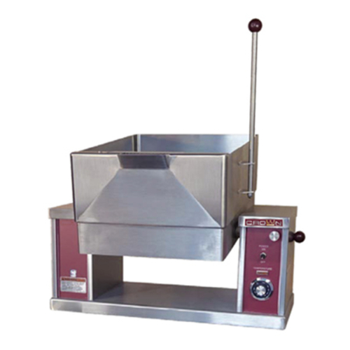 Crown Steam ECTS-12 Tilting Skillet Electric Countertop 12 Gallon Capacity Manual Tilt 10 Gauge Stainless Steel Pan