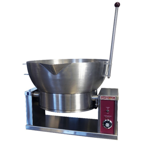 Crown Steam ECTRS-16 Tilting Skillet Electric Countertop 16 Gallon Round Skillet Manual Tilt 304 Stainless Steel 7.5kW