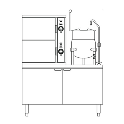 Crown Steam SCX-2-6 Convection Steamer Kettle 2 Compartment 6 Gallon Kettle 12x20 Pan Capacity 44 Cabinet Base