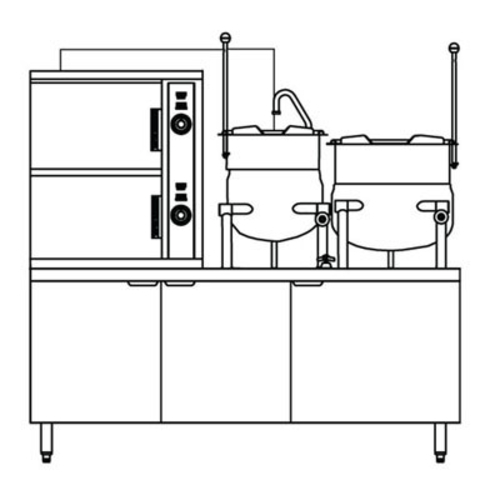 Crown Steam GCX-10-6-6 Convection Steamer Kettle Gas 2 Compartment 2 6 Gallon Kettles 60 Inch Cabinet Base