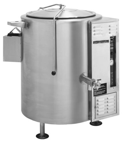 Crown Steam GL-100E Stationary Kettle Gas 100 Gallon Capacity 2/3 Jacket Thermostatic Control Electronic Ignition