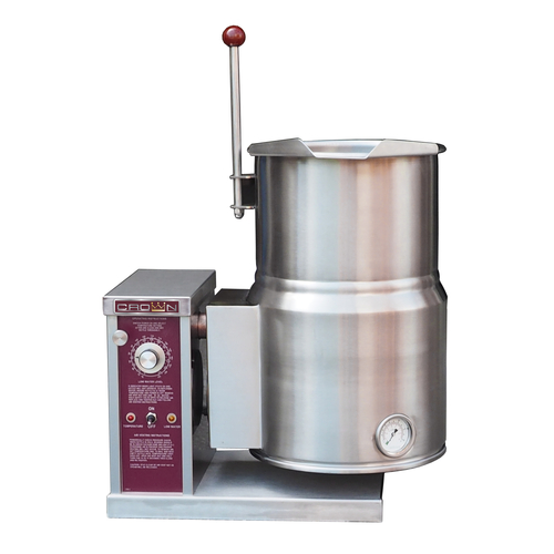 Crown Steam EC-12TWL Tilting Kettle Electric Countertop 12 Gallon Capacity Self-Generating 2/3 Jacket Solid State Thermostat