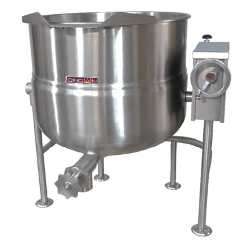 Crown Steam DLT-100 Tilting Kettle Direct Steam 100 Gallon Capacity 2/3 Jacket Crank Tilt NSF Certified