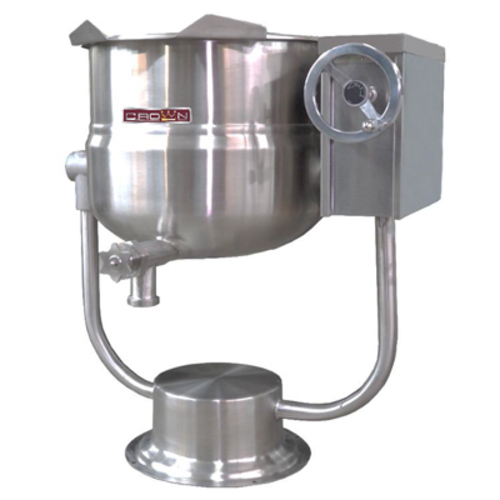 Crown Steam DPT-60 Tilting Kettle Direct Steam 60 Gallon Capacity 2/3 Jacket Crank Tilt NSF Certified 316 Stainless Steel Interior